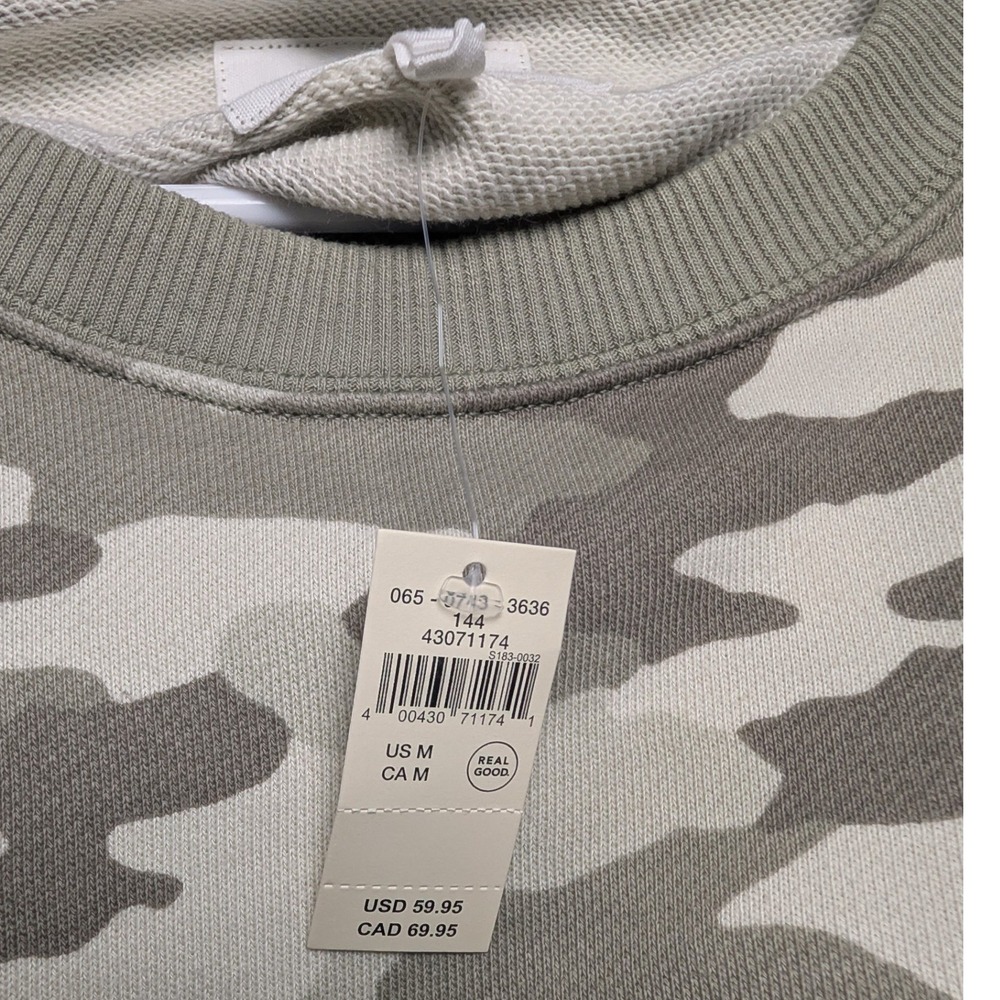 Aerie Womens Camo Cropped Crewneck Sweatshirt Medium Athleisure Loungewear - Picture 5 of 11